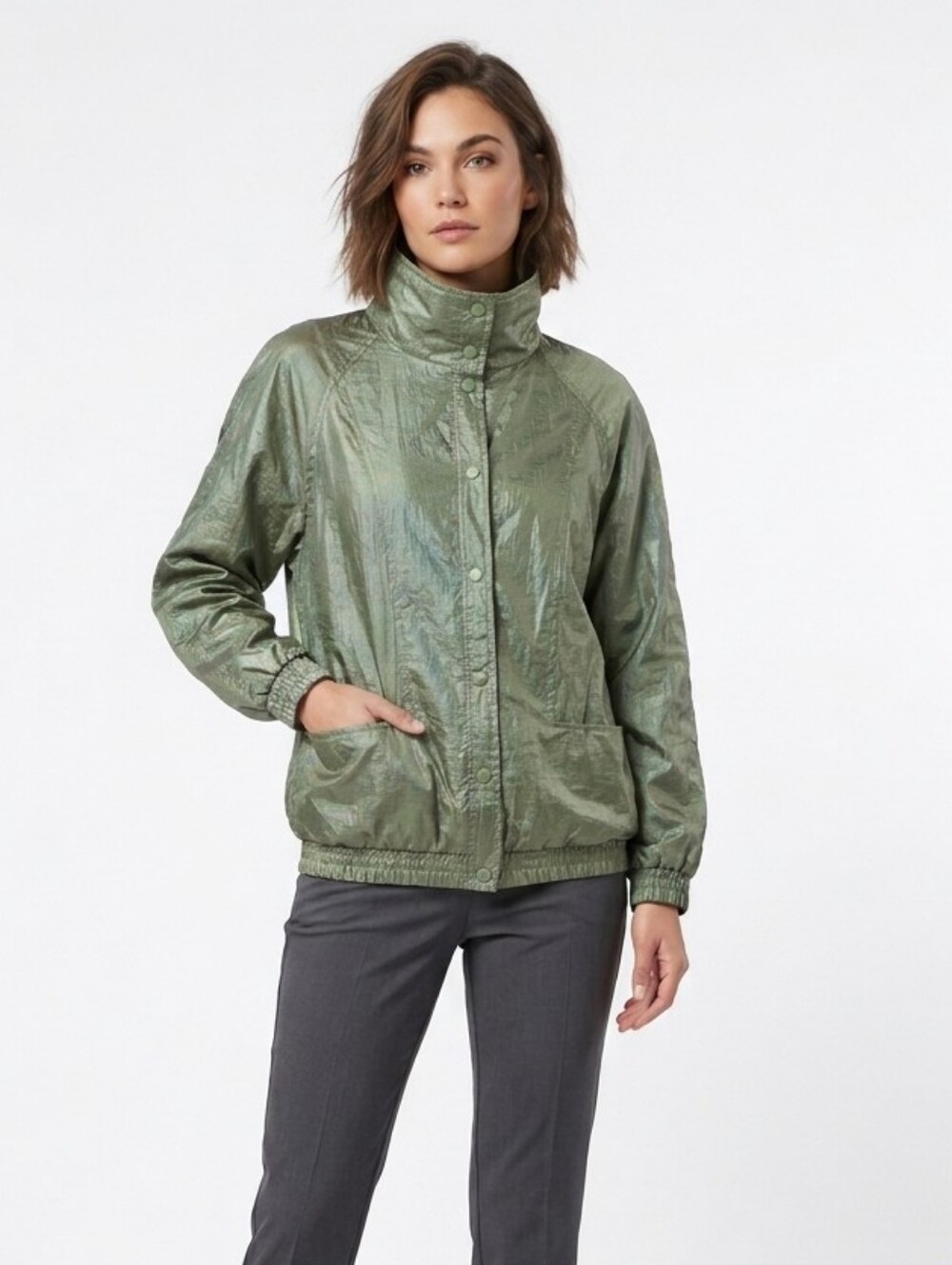 Haband Olive Green Lightweight Packable Windbreaker Jacket Med.